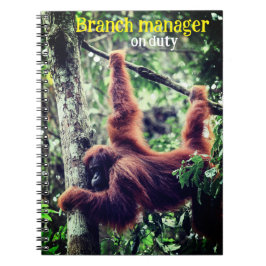 Orangutan hängt in Baum Notizblock