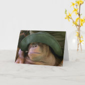 Orangutan in Army Hat Karte (Gelbe Blume)