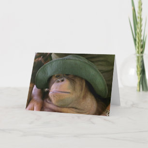 Orangutan in Army Hat Karte