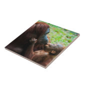 Orangutan Mutter mit Baby Fliese (Seite)