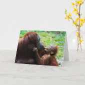 Orangutan Mutter mit Baby Karte (Gelbe Blume)