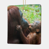 Orangutan Mutter mit Baby Keramikornament (Links)