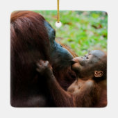 Orangutan Mutter mit Baby Keramikornament (Rückseite)