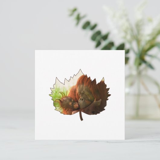 Orangutan Mutter und Baby Einladung (Stehend Vorderseite)