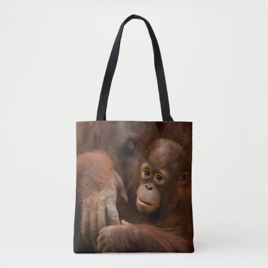 Orangutan Mutter und Baby im Zoo Tasche (Vorderseite)