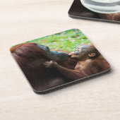 Orangutan Mutter und Kind Getränkeuntersetzer (Linke Seite)