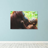 Orangutan Mutter und Kind Leinwanddruck (Insitu (Holzboden))
