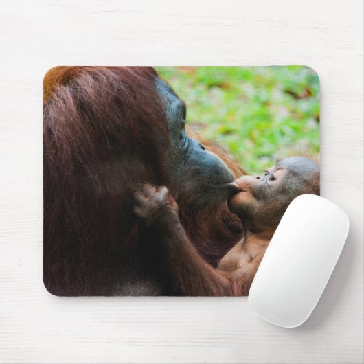 Orangutan Mutter und Kind Mousepad (Mit Mouse)
