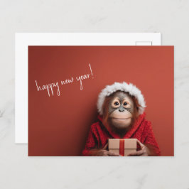 Orangutan Santa Happy Neues Jahr Postkarte