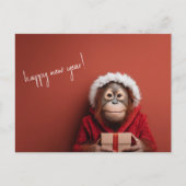 Orangutan Santa Happy Neues Jahr Postkarte (Vorderseite)