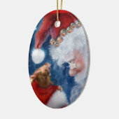 Orangutan Weihnachten mit dem Weihnachtsmann Keramik Ornament (Links)