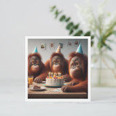 Orangutangs feiern, Affenbild Geburtstag Einladung (Stehend Vorderseite)