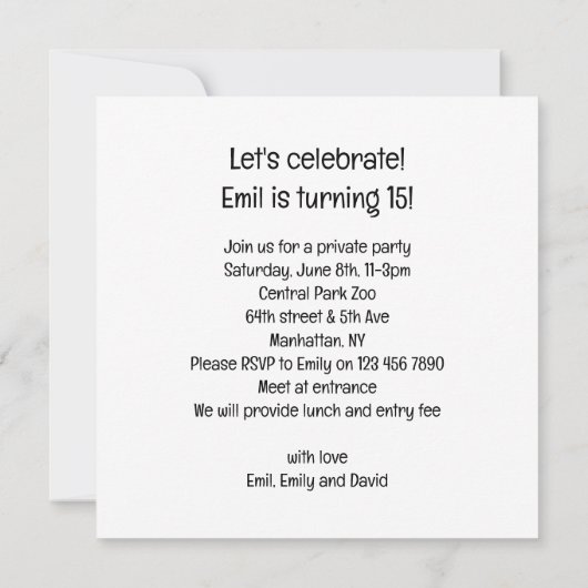 Orangutangs feiern, Affenbild Geburtstag Einladung (Rückseite)