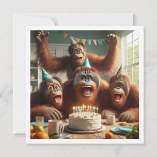 Orangutangs feiern, Affenbild Geburtstag Einladung