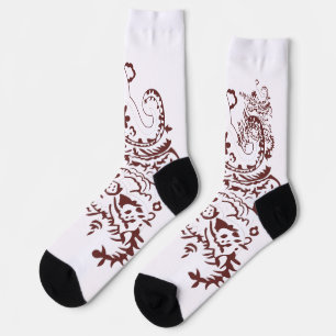 Orangy Red Dekordesign Socken