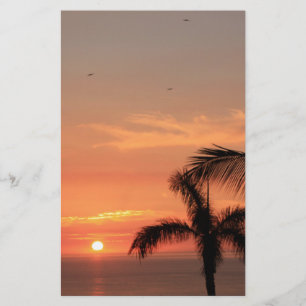 Oranhawaiianischer Sonnenuntergang, Vögel und Pal Briefpapier