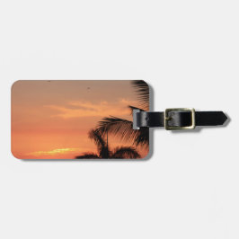 Oranhawaiischer Sonnenuntergang, Vögel und Palmen Gepäckanhänger