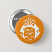 Oranje button 30 april - Keep calm and party on (Vorne & Hinten)