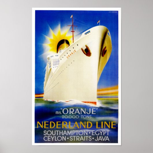 Oranje ~ Nederland Line Poster (Vorne)