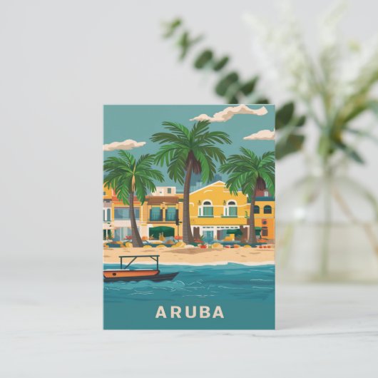 Oranjestad, Aruba Aquarellmalerei Postkarte (Stehend Vorderseite)