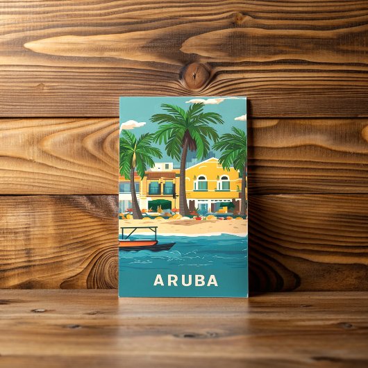 Oranjestad, Aruba Aquarellmalerei Postkarte