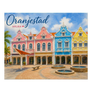 Oranjestad Aruba Karibik Insel Reise Souvenir Poster
