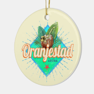 Oranjestad Aruba Retro Vintage Karibik-Souvenir Keramik Ornament