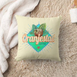 Oranjestad Aruba Retro Vintage Karibik-Souvenir Kissen