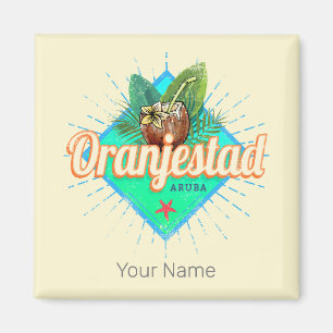Oranjestad Aruba Retro Vintage Karibik-Souvenir Magnet