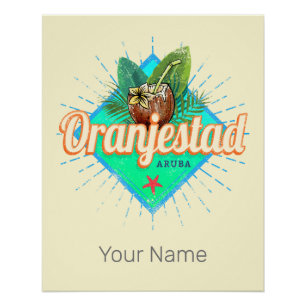 Oranjestad Aruba Retro Vintage Karibik-Souvenir Poster