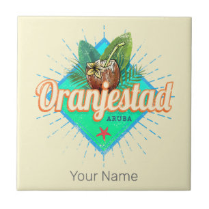 Oranjestad Aruba Retro Vintages Karibisches Souven Fliese