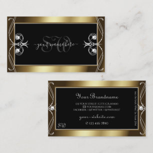 Orante Black Brown Golden Sparkle Jewels Initials Visitenkarte