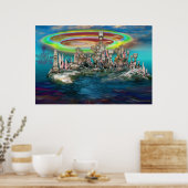 Orb over UrbanBuildingTrees Island Poster (Küche)