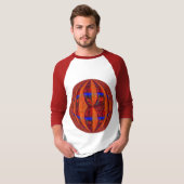 Orb Red Round T - Shirt 3/4 ärmeliger Raglian (Vorne ganz)