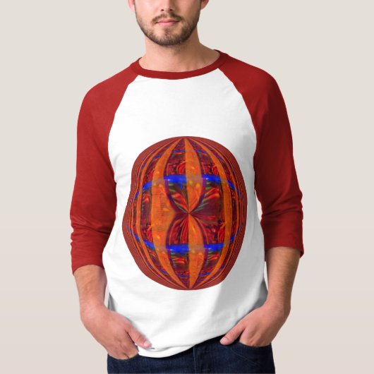 Orb Red Round T - Shirt 3/4 ärmeliger Raglian (Vorderseite)