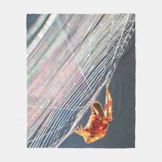 Orb Spider on Web Fleecedecke (Vorderseite)