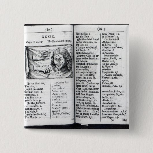 'Orbis Sensualium Pictus Button (Vorderseite)