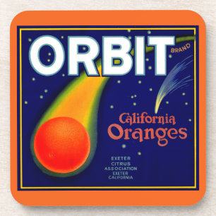 Orbit Orange Fruchtkartentafel der 20er Jahre gedr Getränkeuntersetzer