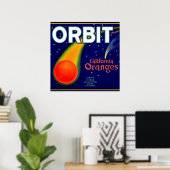 Orbit Orange Fruchtkartett der 1920er Jahre Poster (Heimbüro)