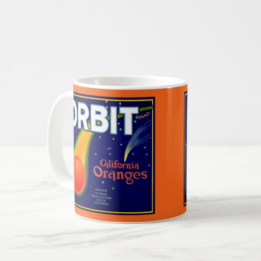 Orbit Orange Obstkartentext der 1920er Jahre Kaffeetasse (Vorderseite Links)