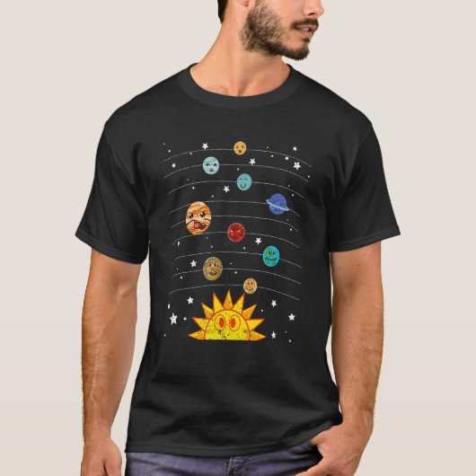 Orbit Outer Space Niedlich Planets Universe Scient T-Shirt (Vorderseite)