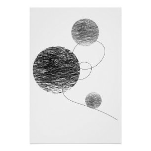 Orbs Abstrakt Art Kinship Black and White Poster