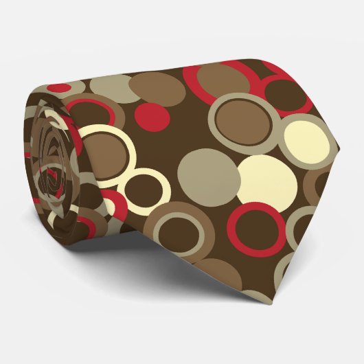 Orbs Polka Dot Cocoa Brown zweiseitig bedruckt Krawatte (Gerollt)