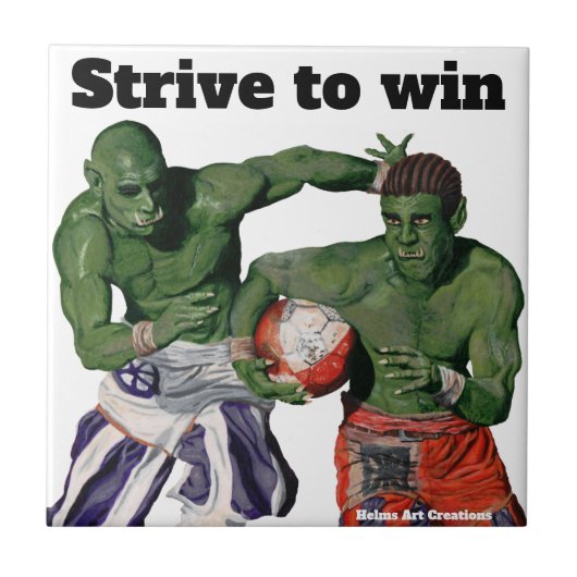 Orc Gladiator Football Fantasy Art Decorative Tile Fliese (Vorderseite)