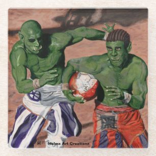 Orc Gladiator Football Fantasy Art Glass Untersetz Glasuntersetzer