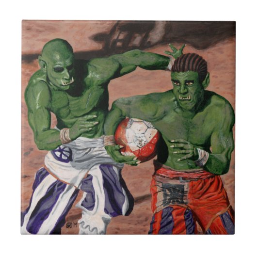 Orc Gladiator Football Fantasy Art Keramik Tile Fliese (Vorderseite)