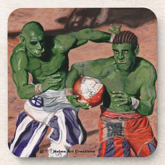 Orc Gladiator Football Fantasy Plastic Untersetzer (Vorderseite)