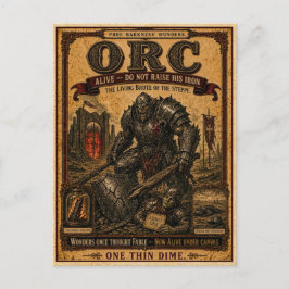 Orc, Vintage Zirkusmonster Postkarte