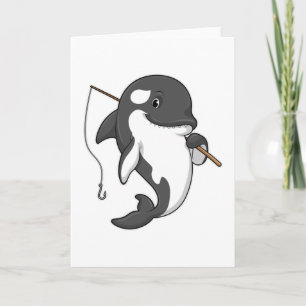 Orca als Fischer mit Angelrute Karte