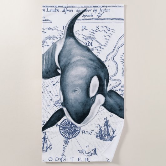 Orca Ancient Blue Strandtuch (Vorderseite)
